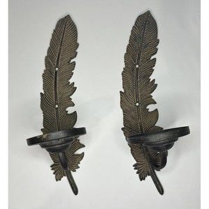 Feather cast iron Candle Holder set